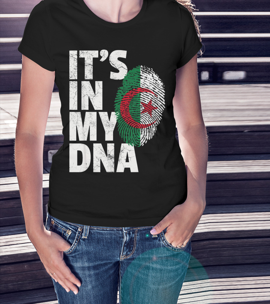 IT'S IN MY DNA Algerian Algeria Flag Fingerprint T-Shirt