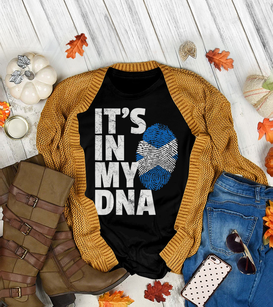 IT'S IN MY DNA Scottish Flag Fingerprint Scotland T-Shirt