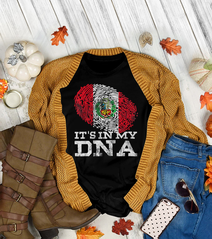 It's In My DNA Peruvian Flag Fingerprint Mexican Heritage T-Shirt