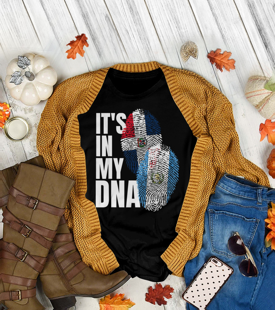 It's In My DNA Guatemalan And Dominican Mix Flag Fingerprints T-Shirt