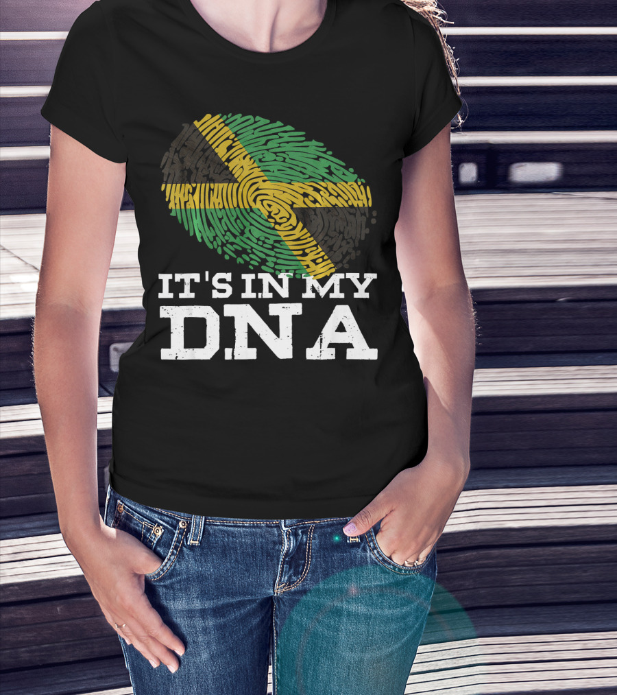 It's In My DNA Jamaican Pride Fingerprint Flag T-Shirt