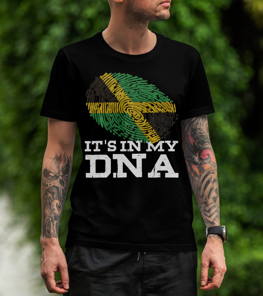 It's In My DNA Jamaican Pride Fingerprint Flag T-Shirt