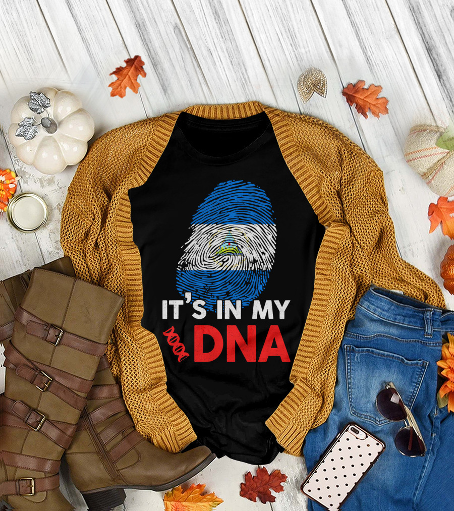 Nicaragua Flag Fingerprint It's In My DNA T-Shirt