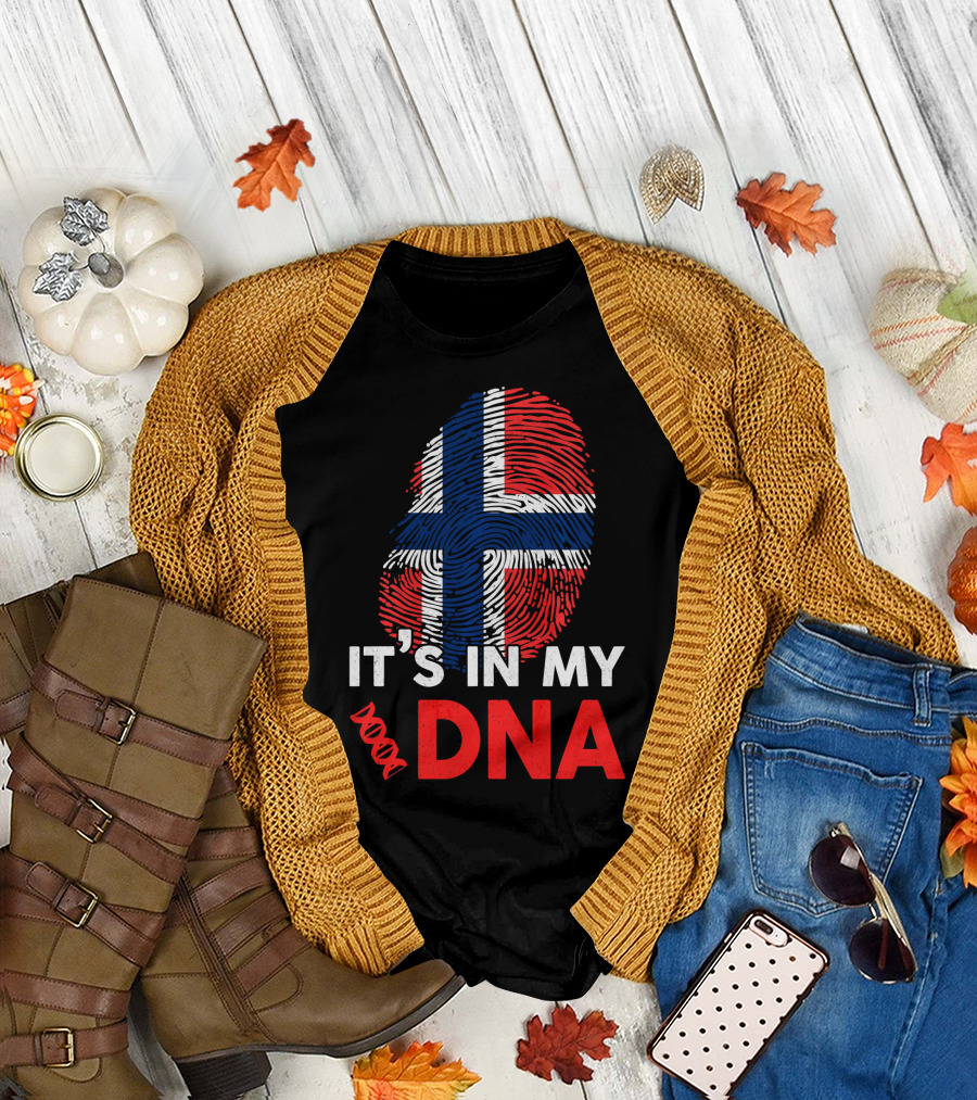 Norway Flag It's In My Blood DNA Norwegian Fingerprint T-Shirt
