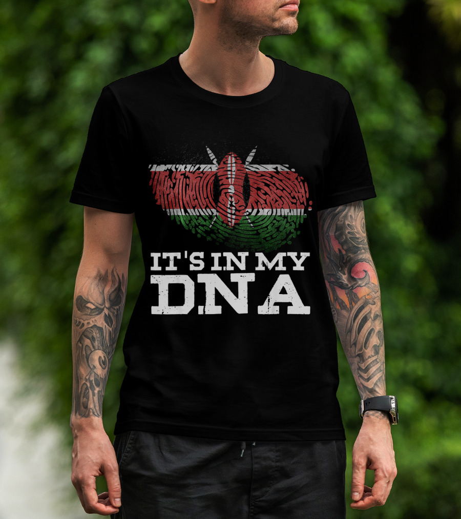 It's In My DNA Kenyan Flag Fingerprint T-Shirt