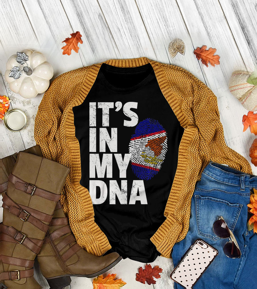 IT'S IN MY DNA American Samoa Flag Samoan Fingerprint T-Shirt