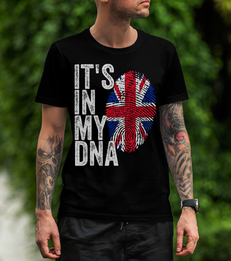 IT'S IN MY DNA UK Union Jack Fingerprint Flag T-Shirt