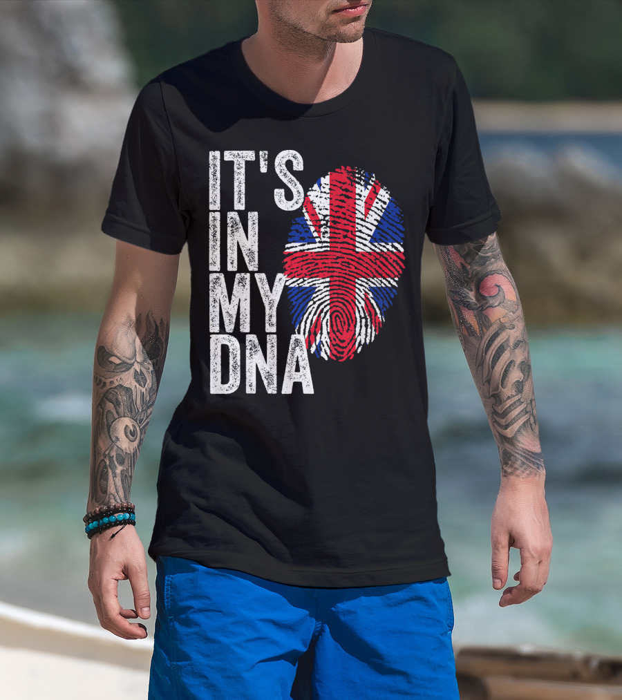 IT'S IN MY DNA UK Union Jack Fingerprint Flag T-Shirt