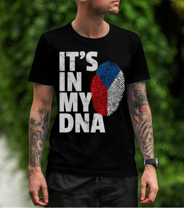 IT'S IN MY DNA Czechia Czech Republic Fingerprint Flag T-Shirt