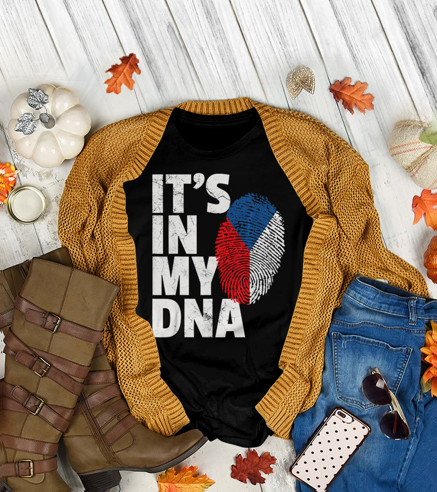 IT'S IN MY DNA Czechia Czech Republic Fingerprint Flag T-Shirt