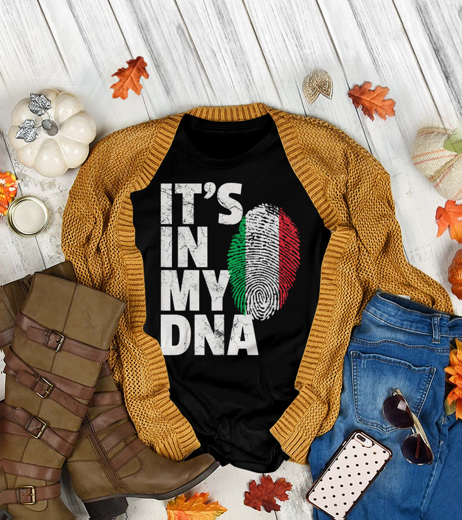 IT'S IN MY DNA Italy Flag Fingerprint Italian Heritage T-Shirt