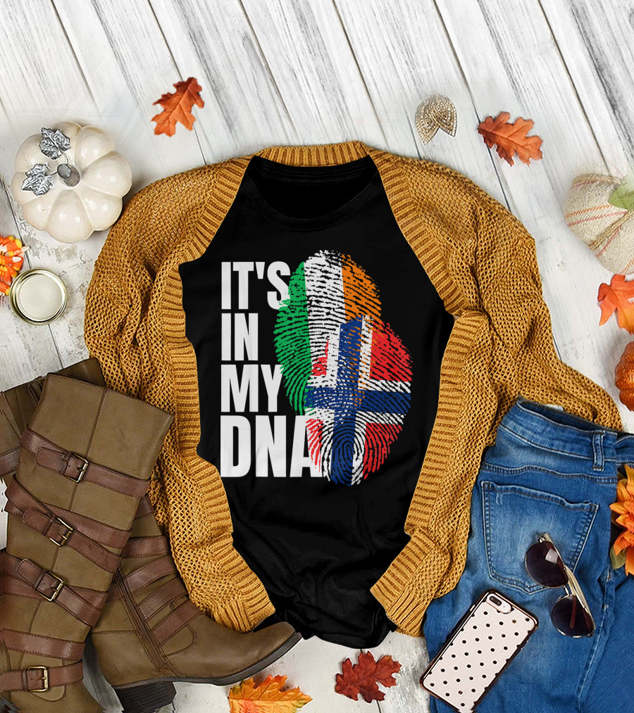 IT'S IN MY DNA Irish Plus Norwegian Mix Heritage Fingerprint T-Shirt
