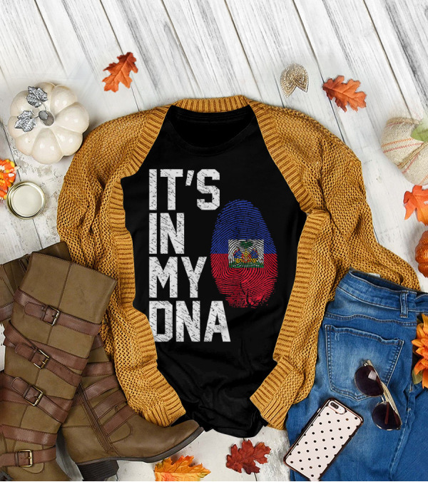 IT'S IN MY DNA Haiti Haitian Flag Fingerprint T-Shirt