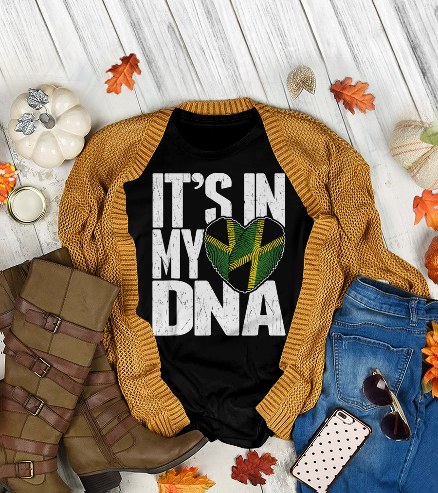 IT'S IN MY DNA Jamaican Flag Heart T-Shirt