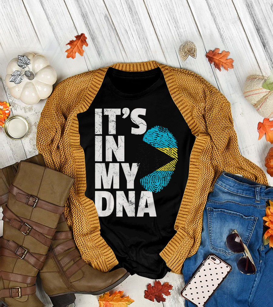 IT'S IN MY DNA Bahamas Bahamian Flag Fingerprint T-Shirt