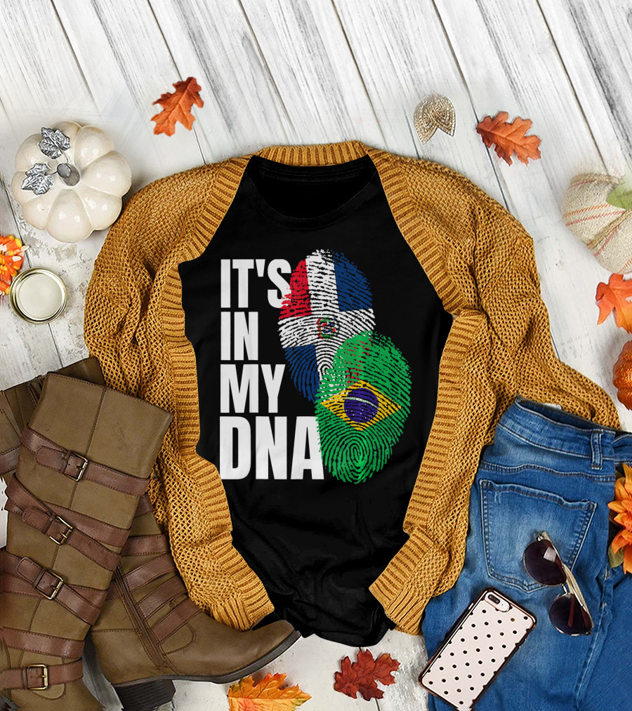It's in My DNA Brazilian and Dominican Flag Mix T-Shirt
