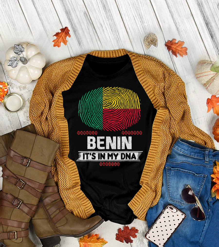 Benin It's In My DNA Beninese Flag Fingerprint T-Shirt