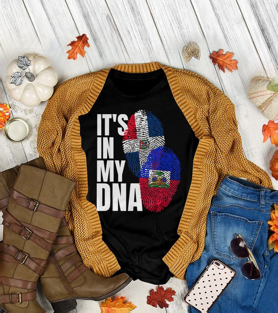 IT'S IN MY DNA Haitian And Dominican Flag Heritage Mix T-Shirt