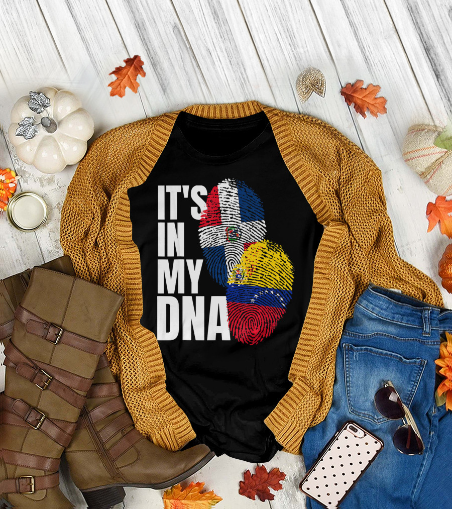 It's In My DNA Dominican Venezuelan Fingerprint Flags T-Shirt