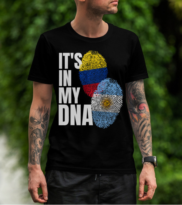 IT'S IN MY DNA Colombian And Argentinian Flags Fingerprint T-Shirt