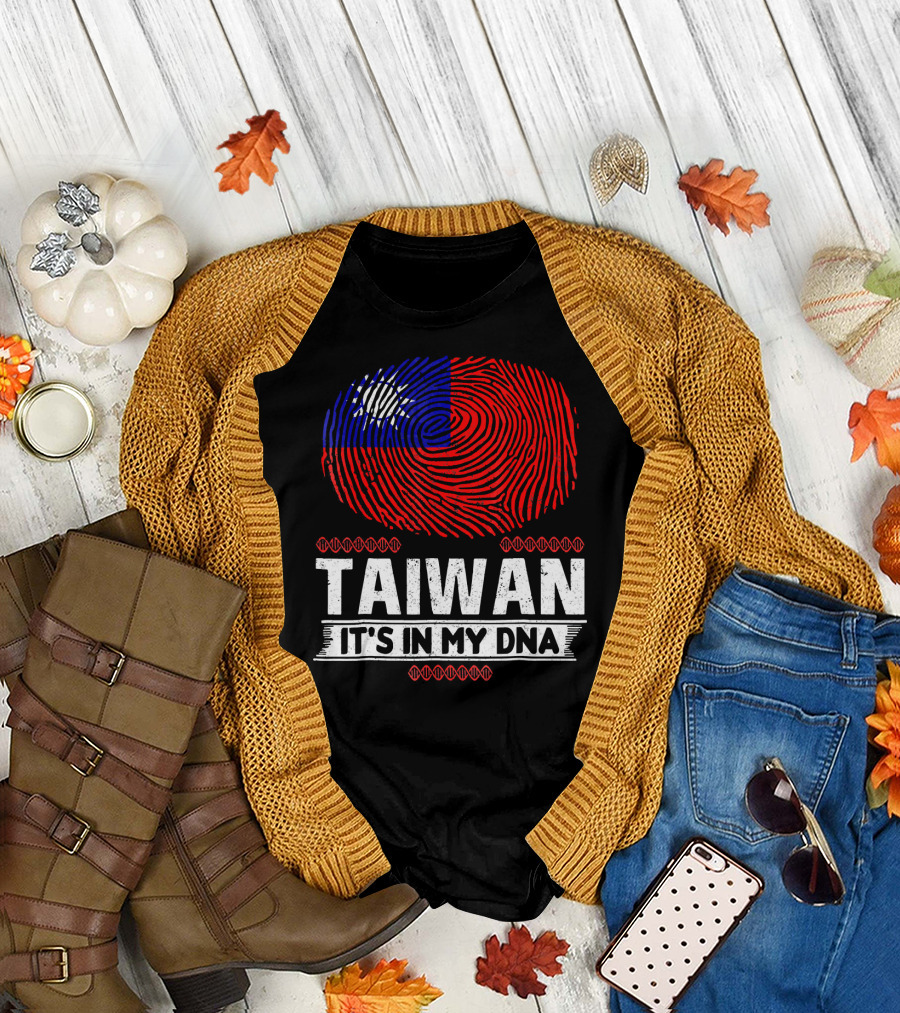 TAIWAN IT'S IN MY DNA Fingerprint Taiwanese Flag T-Shirt