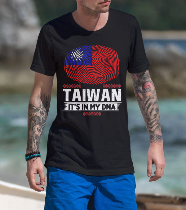 TAIWAN IT'S IN MY DNA Fingerprint Taiwanese Flag T-Shirt