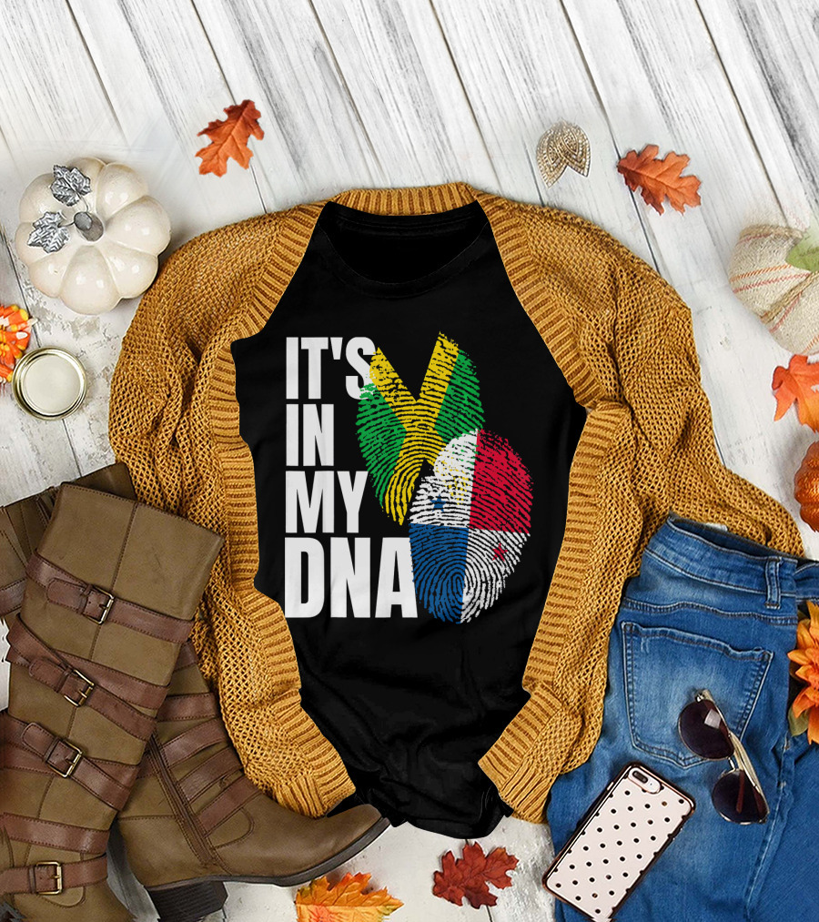 Panamanian And Jamaican Mix It's In My DNA Flag Her T-Shirt