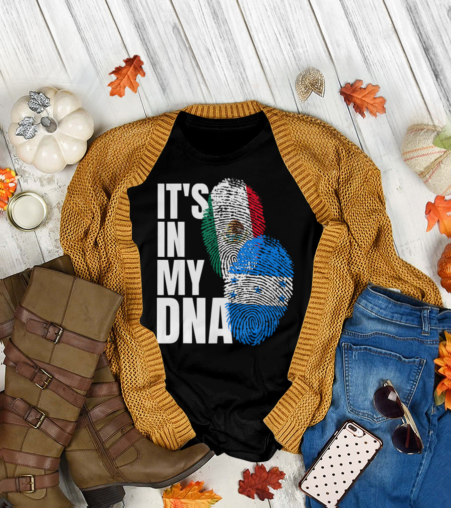 Mexican and Honduran Flag Fingerprints It's in My DNA Heritage T-Shirt