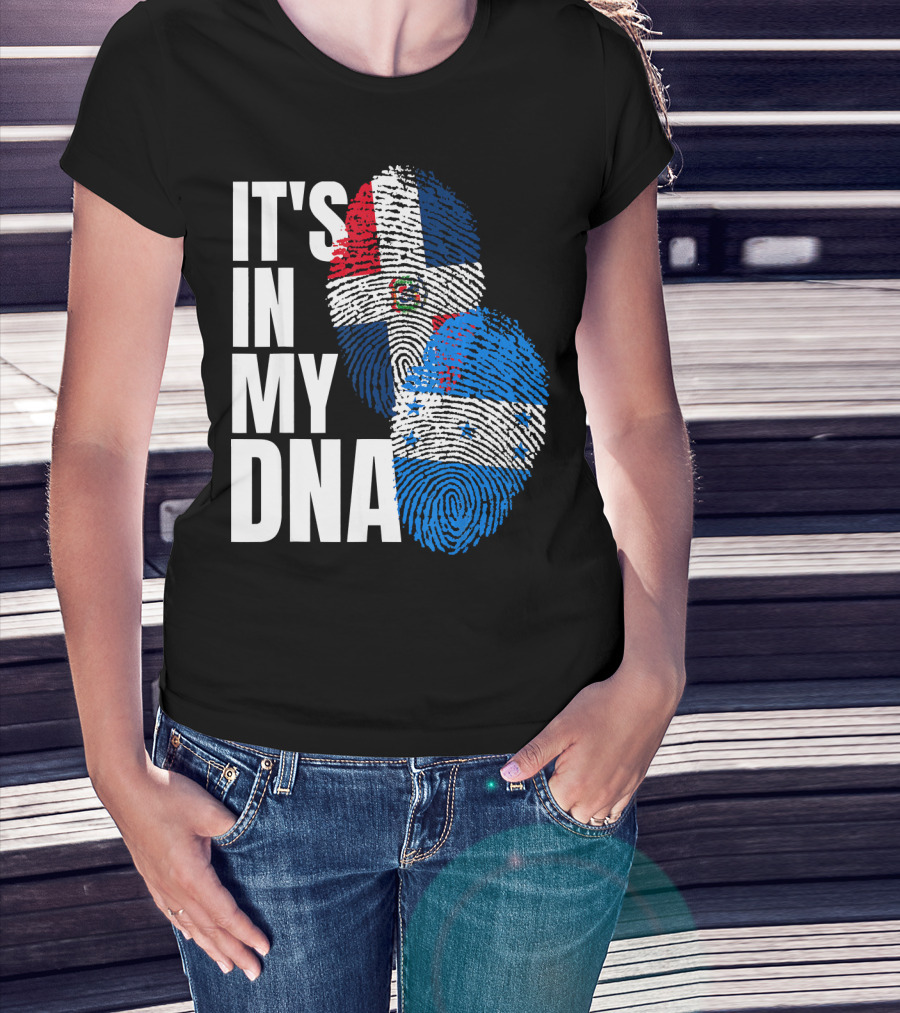 Honduran And Dominican Mix It's In My DNA Fingerprints Flag T-Shirt