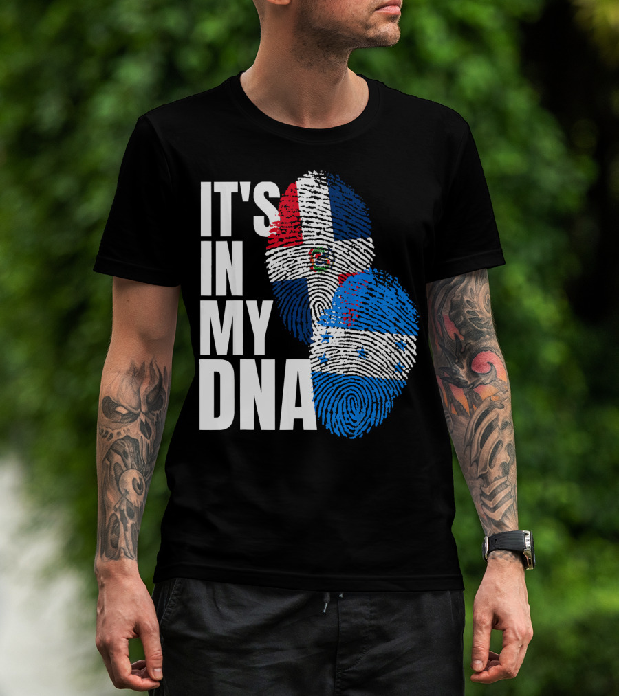 Honduran And Dominican Mix It's In My DNA Fingerprints Flag T-Shirt