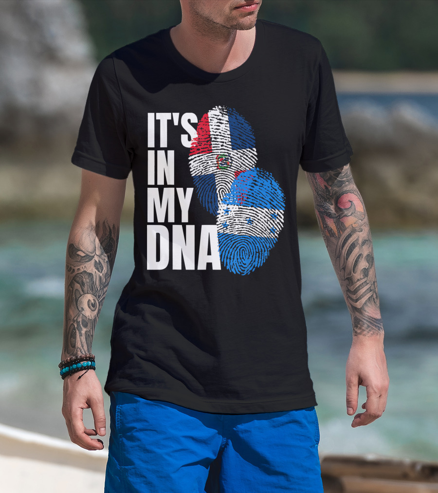 Honduran And Dominican Mix It's In My DNA Fingerprints Flag T-Shirt