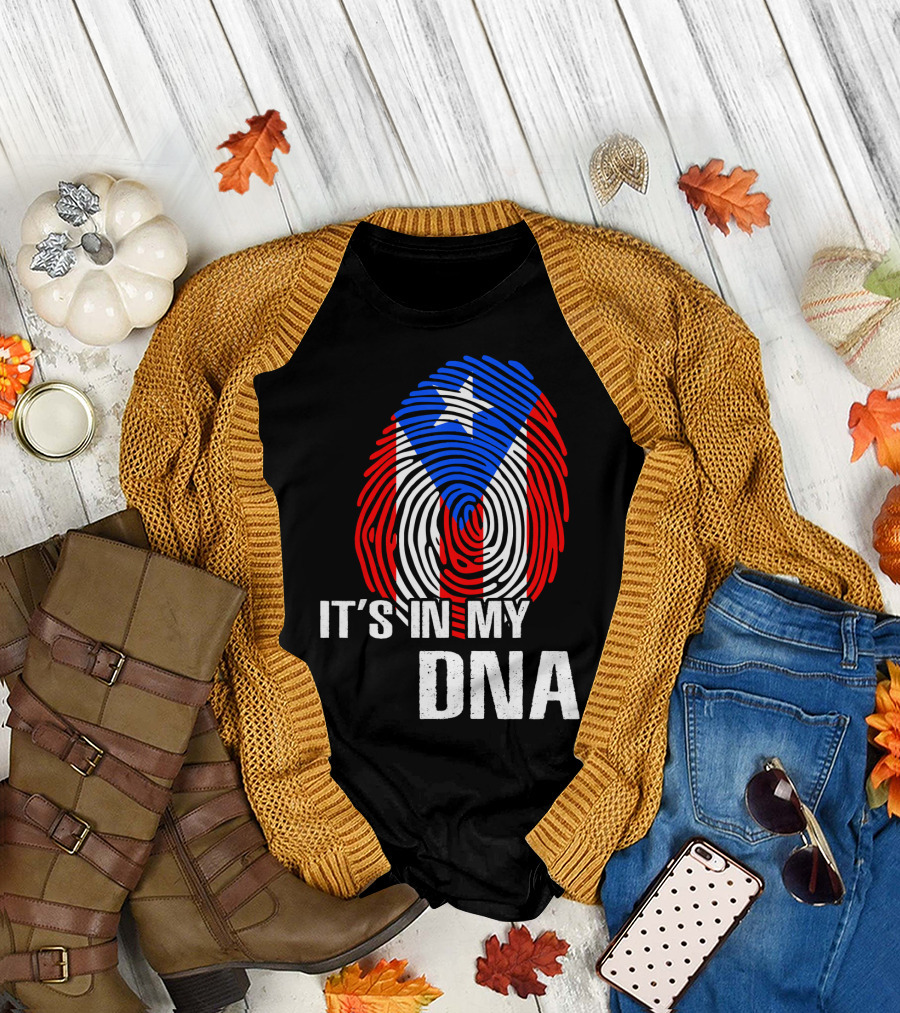 It's In My DNA Puerto Rico Fingerprint Flag Pride T-Shirt
