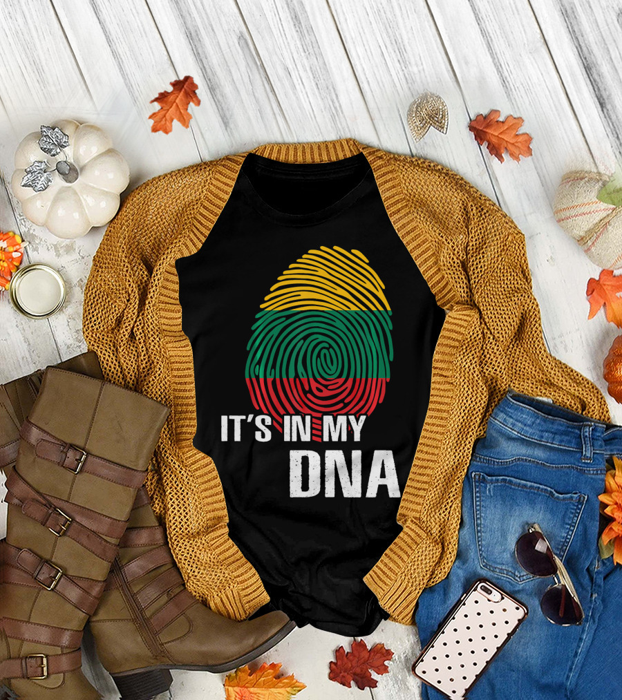 It's In My DNA Lithuania Fingerprint Lithuanian Flag T-Shirt
