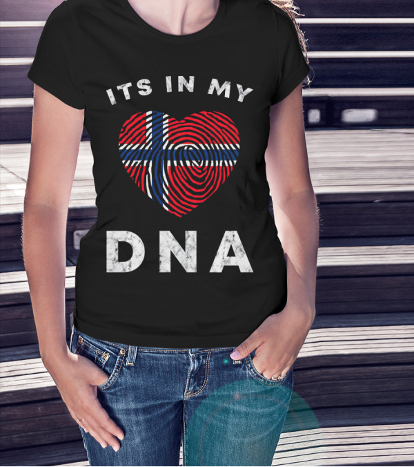 Its In My DNA Norway Flag Heart Fingerprint Norwegian T-Shirt