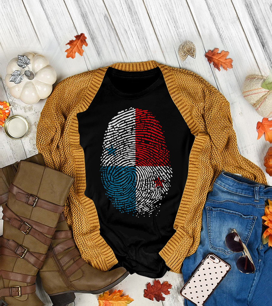 Panama Flag Fingerprint DNA for Birthday T-Shirt