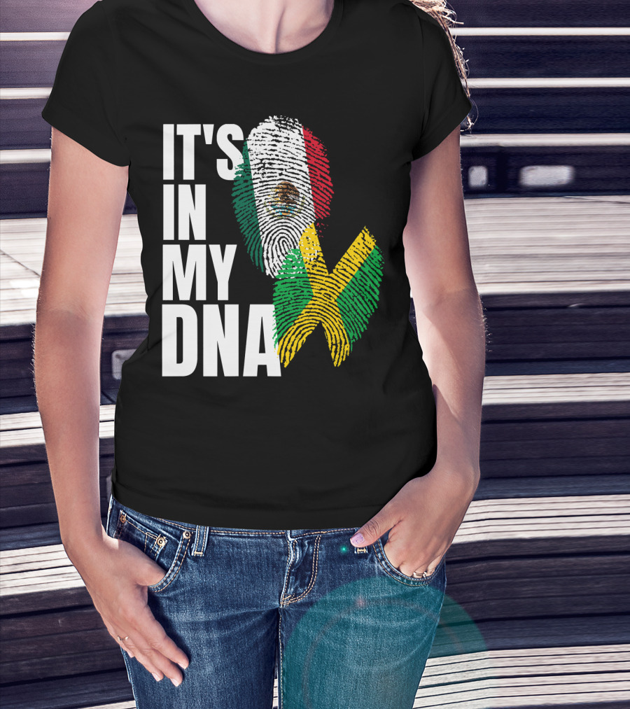 It's In My DNA Jamaican Mexican Flag Fingerprint Heritage T-Shirt
