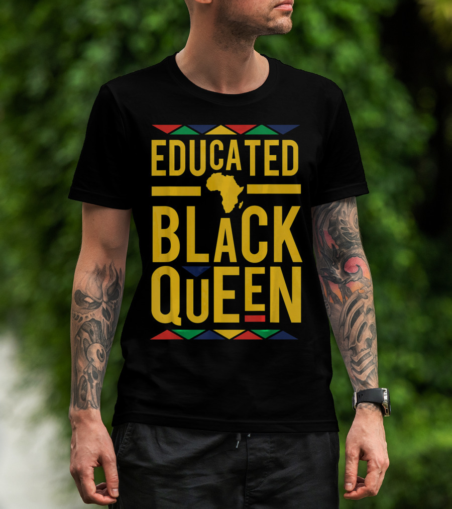 Educated Black Queen Africa Dashiki Colors T-Shirt