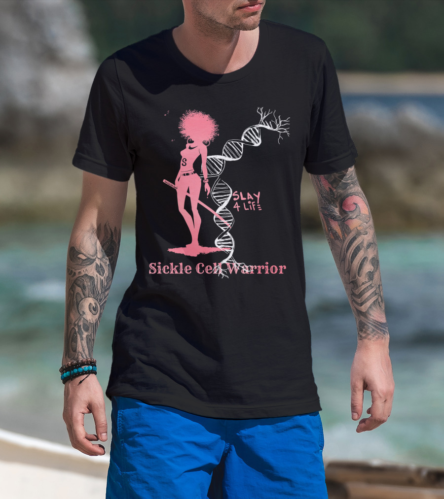 Sickle Cell Warrior Slay 4 Life DNA Pink T-Shirt