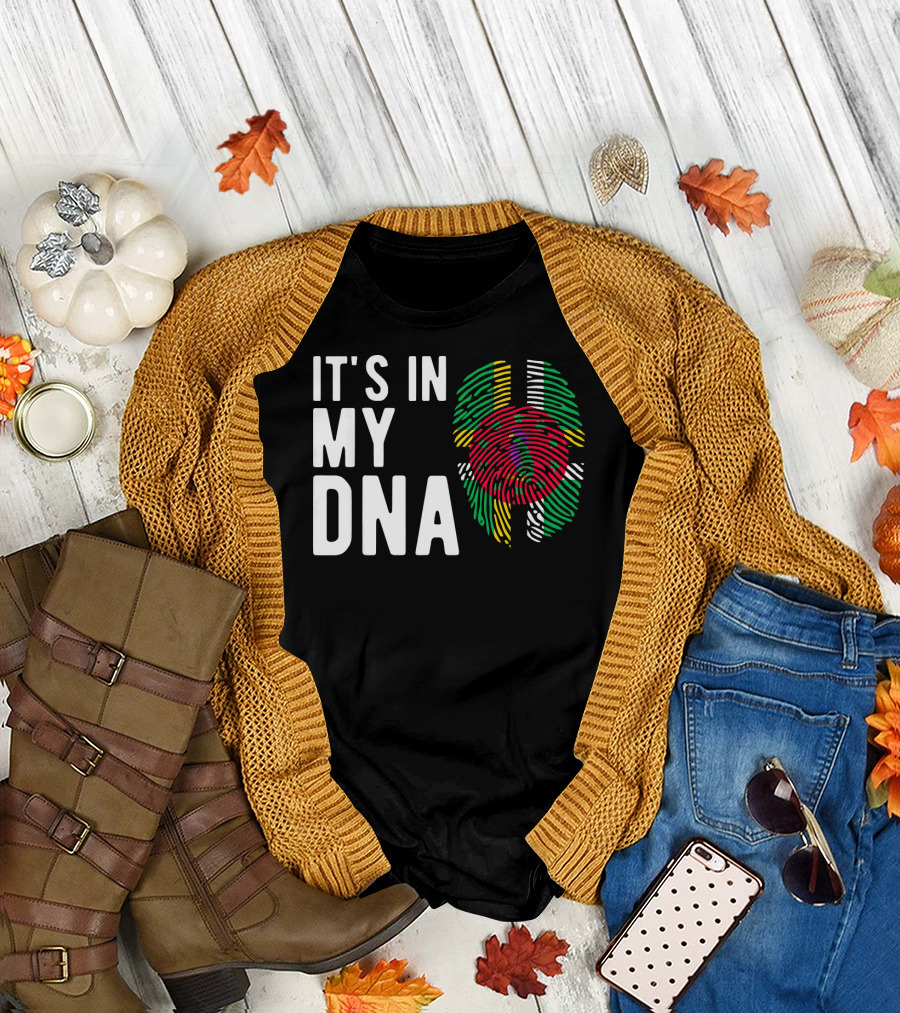It's in My DNA Dominica Flag Dominican Fingerprint T-Shirt