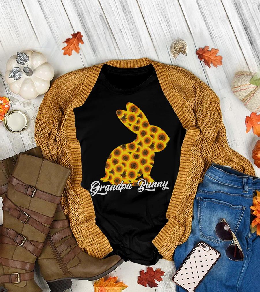 Grandpa Bunny Sunflower Floral T-Shirt