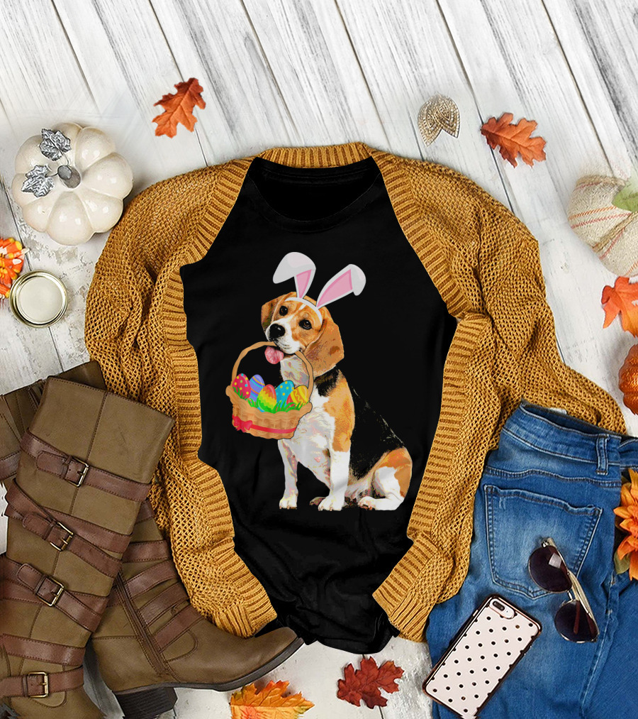 Beagle Bunny Easter Egg Basket Fun T-Shirt