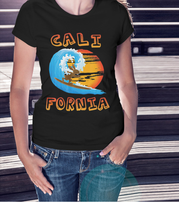 California Surfing Rabbit Easter Wave Sun T-Shirt
