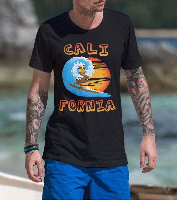 California Surfing Rabbit Easter Wave Sun T-Shirt