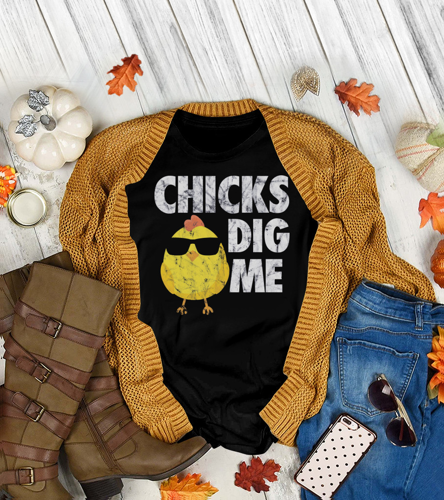 Kids Cute Easter Chicks Dig Me Sunglasses Chicken T-Shirt