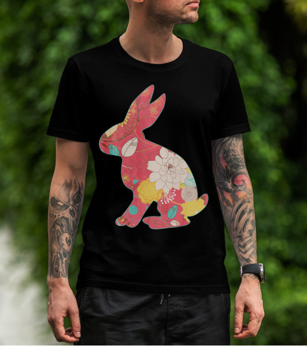 Retro Easter Bunny Vintage Floral T-Shirt
