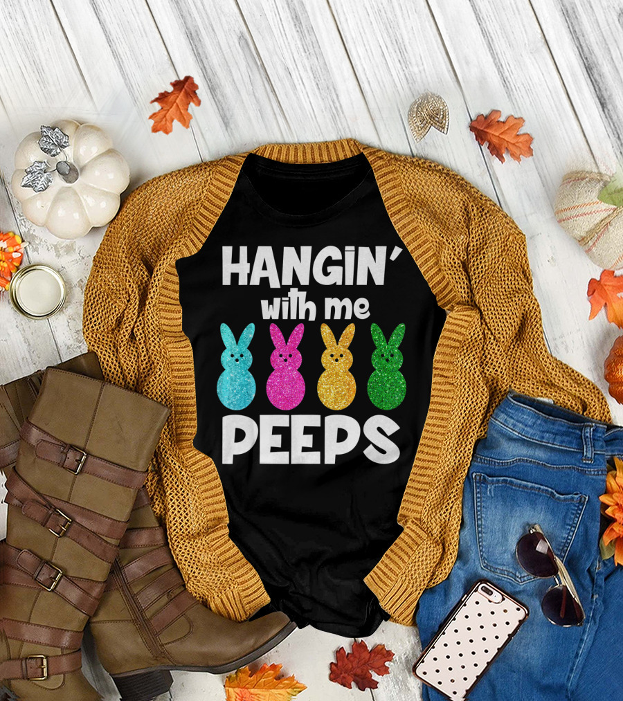 Hanging With My Peeps Glittery Colorful Bunnies T-Shirt
