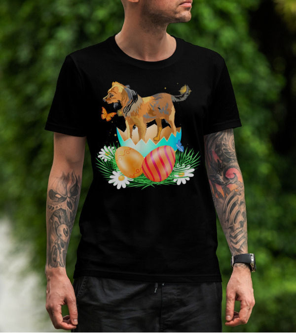Easter Day Russian Toy With Bunny And Eggs On Grass With Flowers And Butterflies T-Shirt