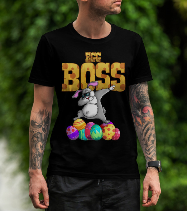 Egg Boss Cute Dabbing Easter Bunny With Colorful Eggs T-Shirt
