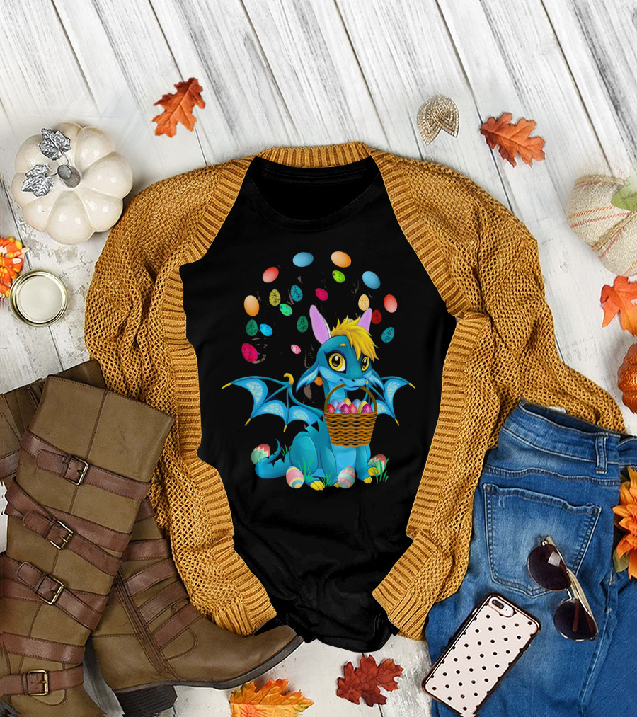 Dragon Bunny with Colorful Easter Egg Basket T-Shirt
