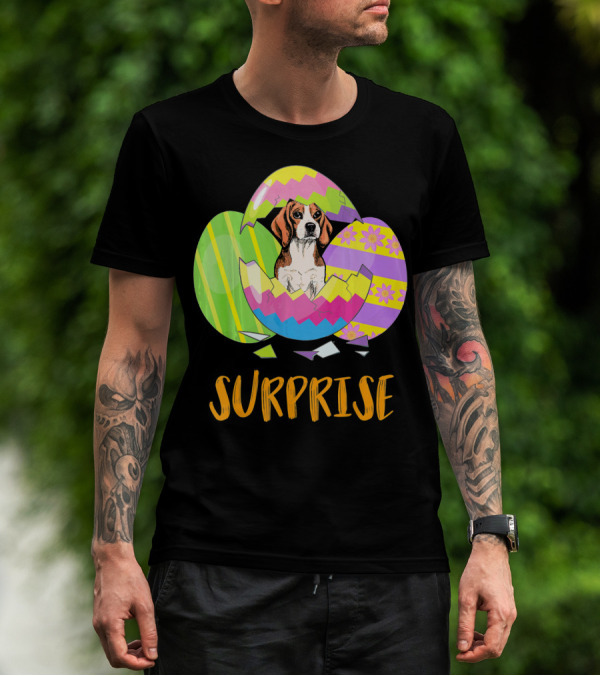 Surprise Beagle Bunny Funny Easter T-Shirt